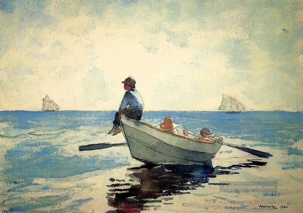 Jungen in einem Dory2 Winslow Homer Aquarelle Ölgemälde